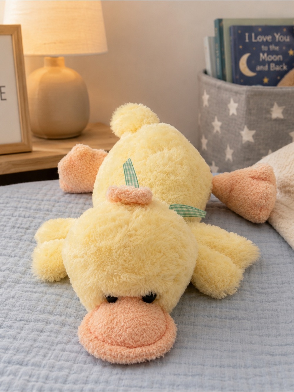 Oshkosh Plush Yellow Duck with Green Gingham Bow lovey toy